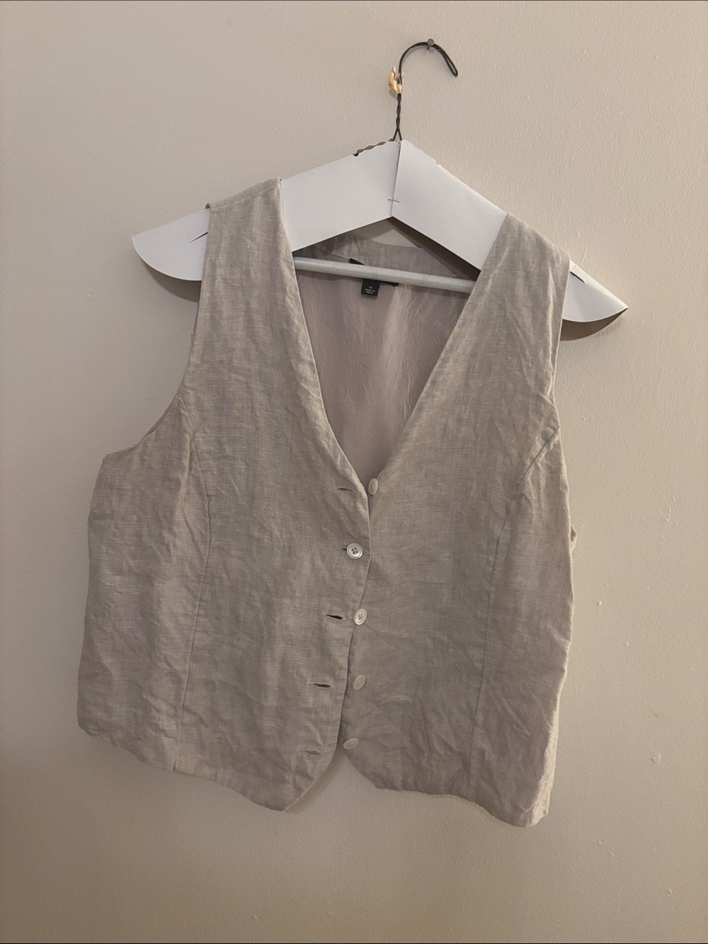 J. Crew Linen Button-Front Vest in Flax
